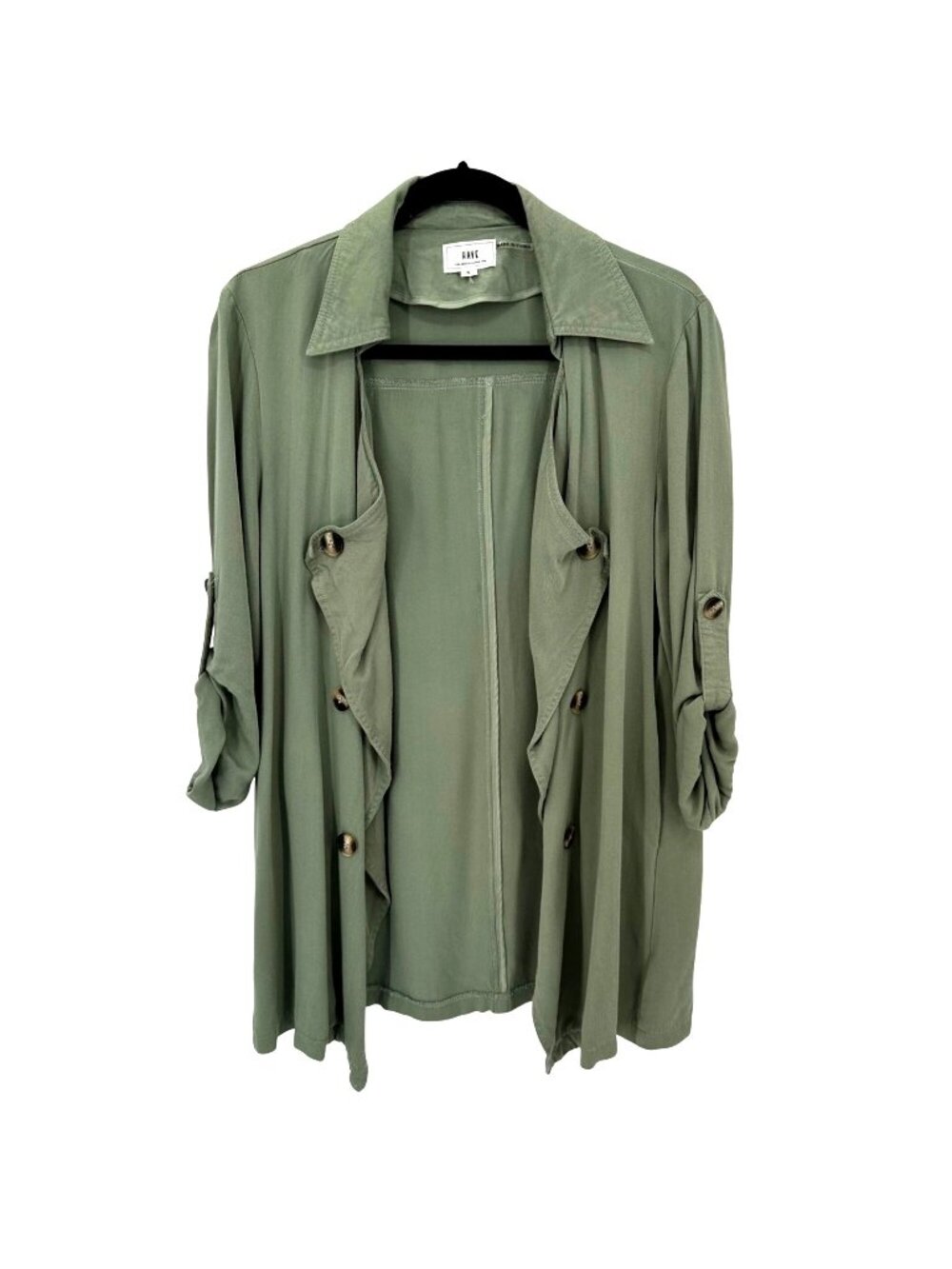 Have Womens Sage Green Open Front Lightweight Drape Cardigan Jacket S